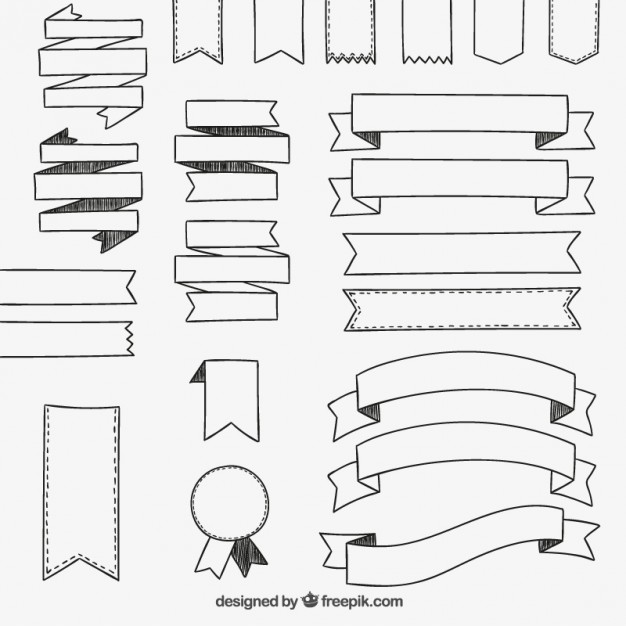 Hand Drawn Vector Ribbons Free