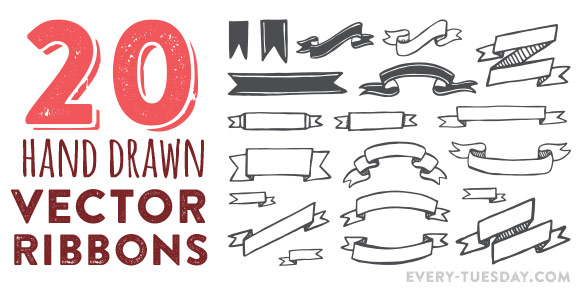 Hand Drawn Vector Ribbons Free