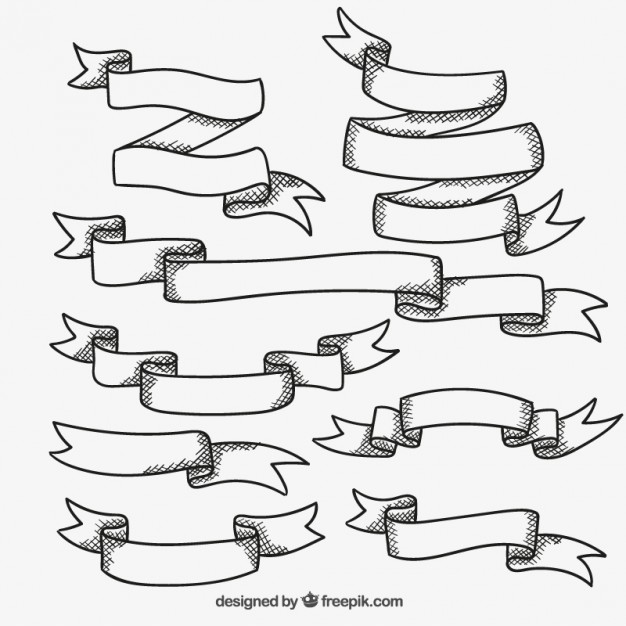 Hand Drawn Vector Ribbons Free