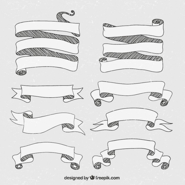 Hand Drawn Vector Ribbons Free