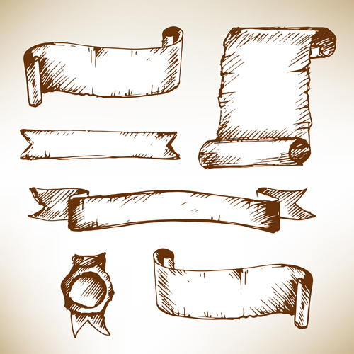 Hand Drawn Vector Ribbons