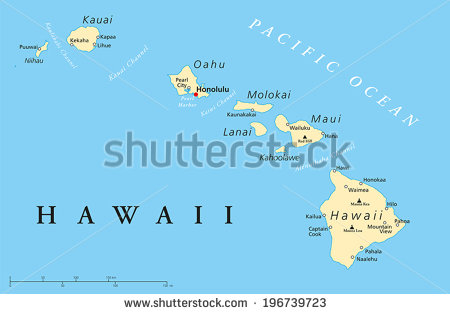Hawaiian Island Map Illustration