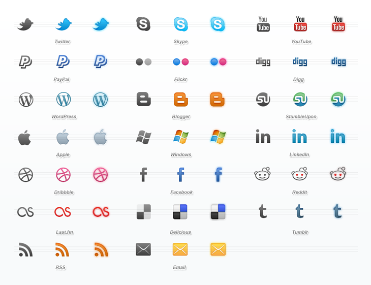 Images of Website Most Popular Social Media Icons
