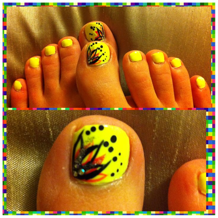 Neon Yellow Toe Nail Designs