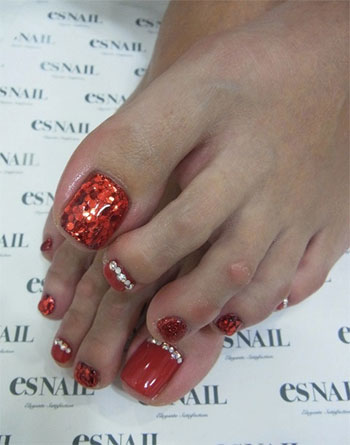 New Year Toe Nail Design