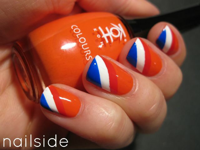 Orange and Blue Nail Design