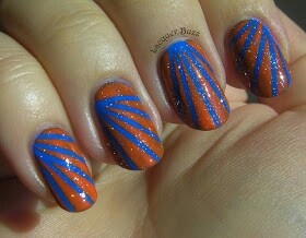 Orange and Blue Nail Design