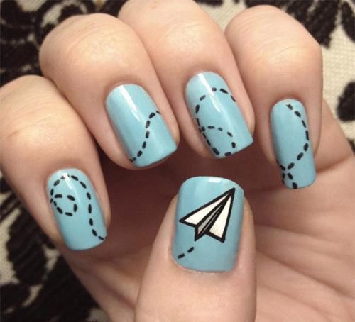 Paper Plane Nail Design