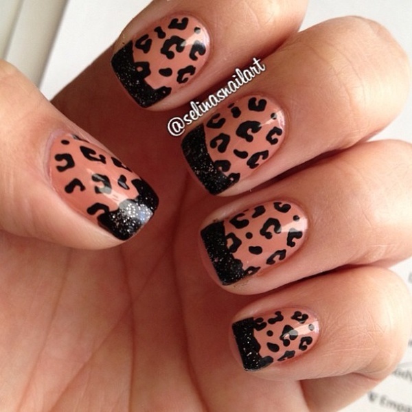 Peach and Black Nail Designs Peach and Black Nail Designs