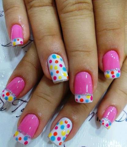 Pink and Polka Dot Nails