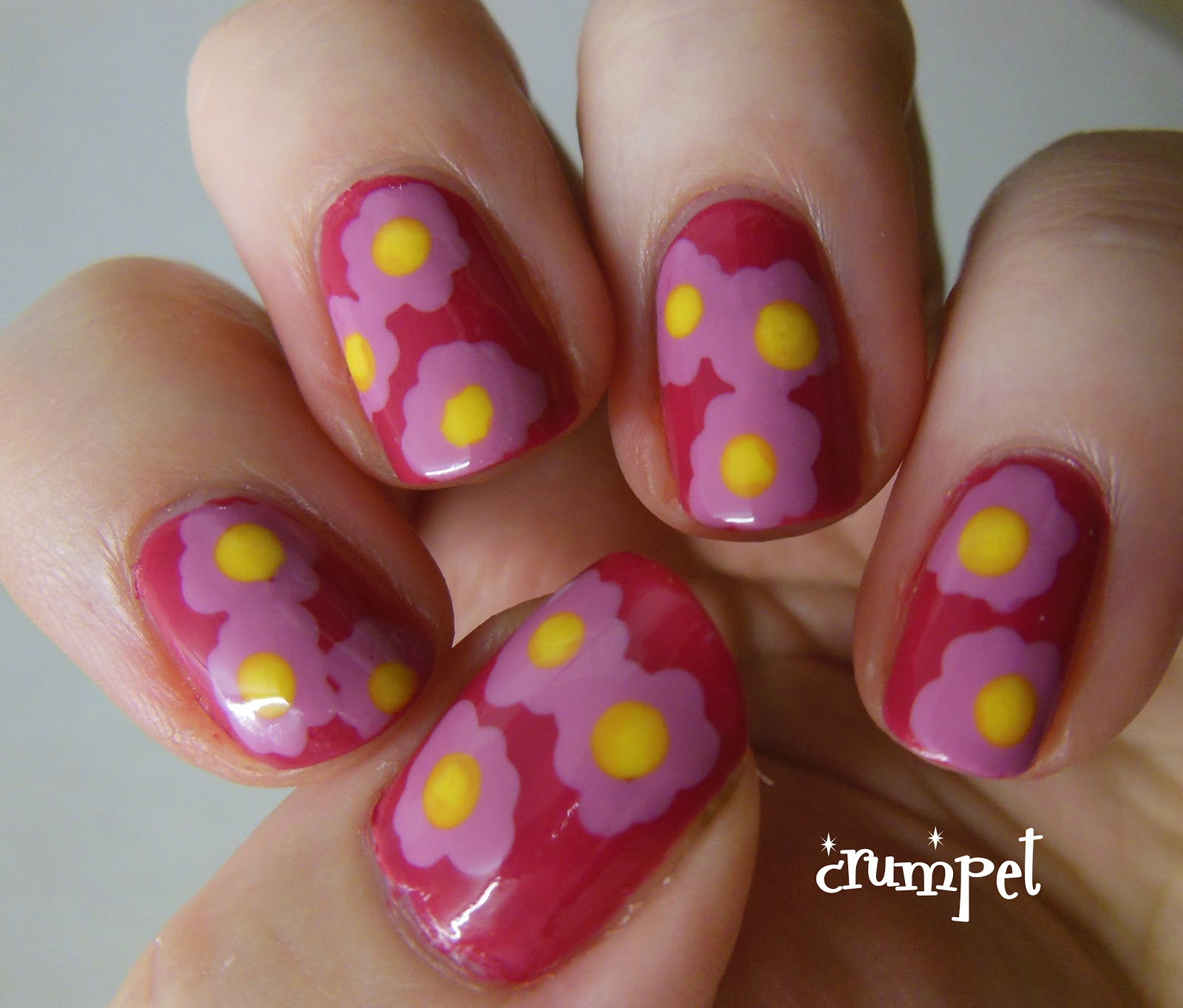 Pink Flower Nail Design