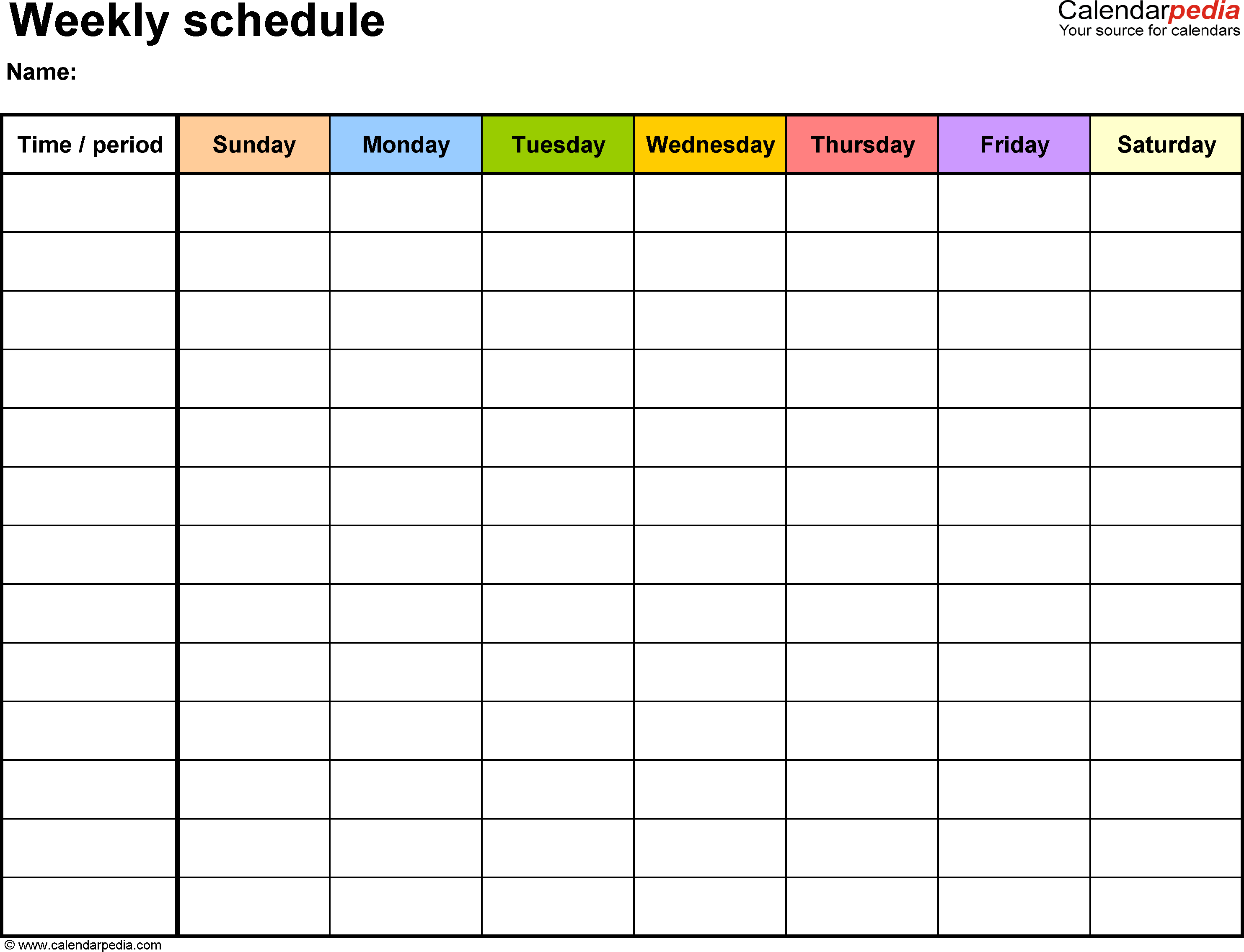 Printable Weekly Work Schedule Template