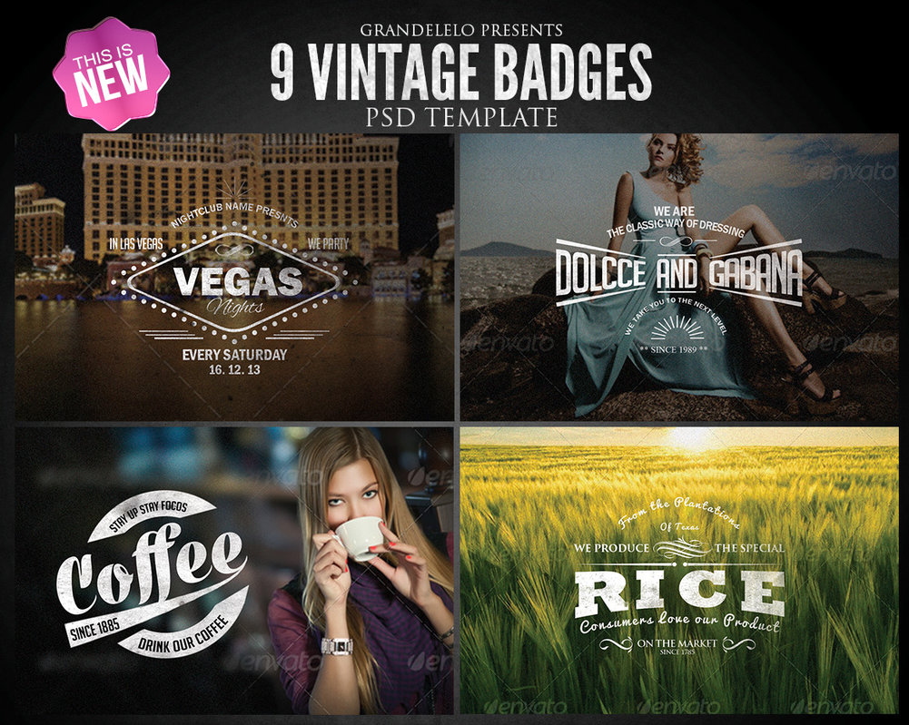 PSD Vintage Badges Template PSD Vintage Badges Template