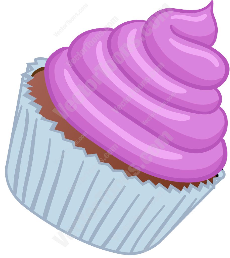 Purple Cartoon Cupcake with Frosting