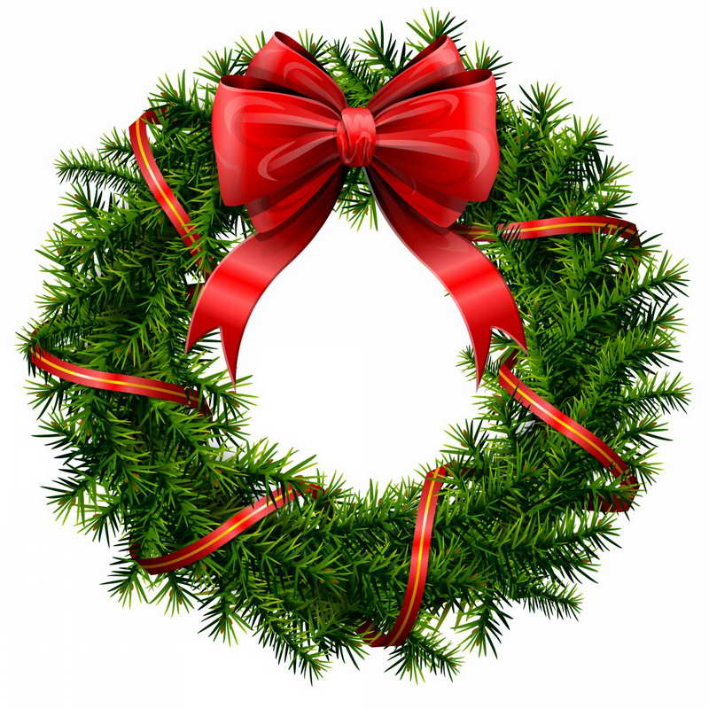 Ribbon Christmas Wreath Clip Art