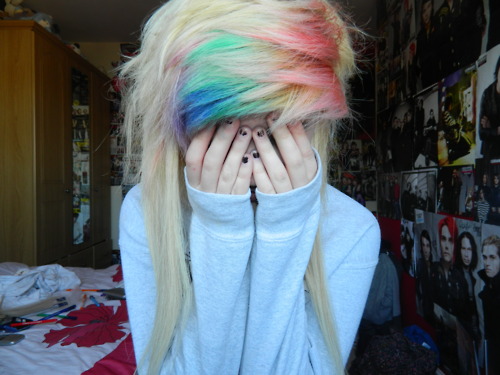 Scene Girl Rainbow Hair