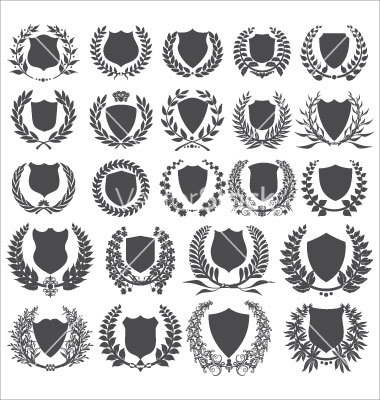 Shield and Laurel Wreath Vector