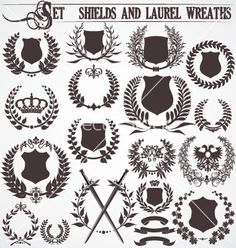 Shield and Laurel Wreath Vector