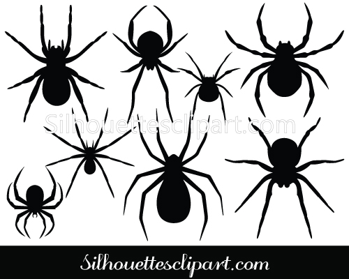 Silhouette Clip Art Halloween Spiders