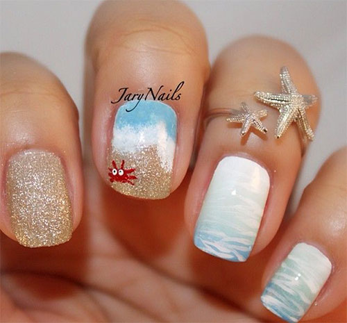 Summer Beach Nail Art Design