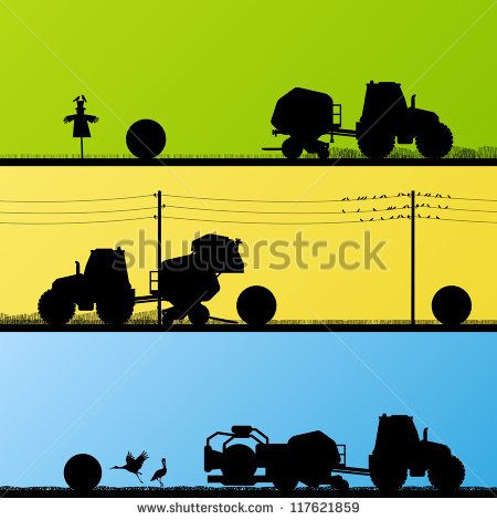 Tractor Making Hay Bales