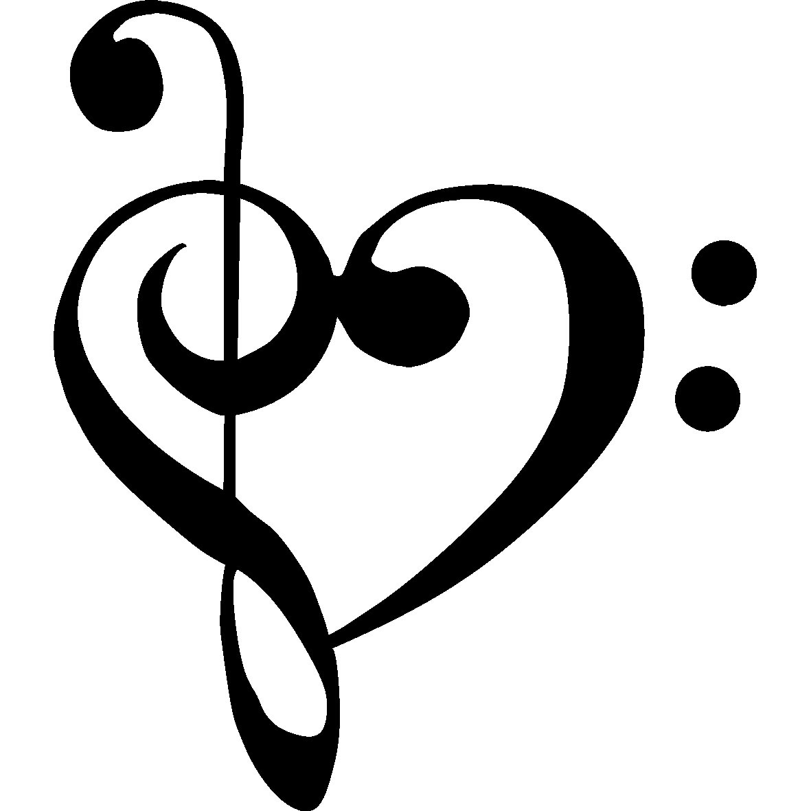 Treble Bass Clef Heart Tattoo