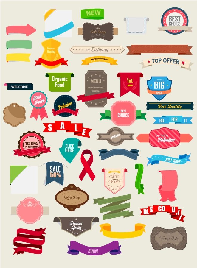 Vector Vintage Labels and Ribbon