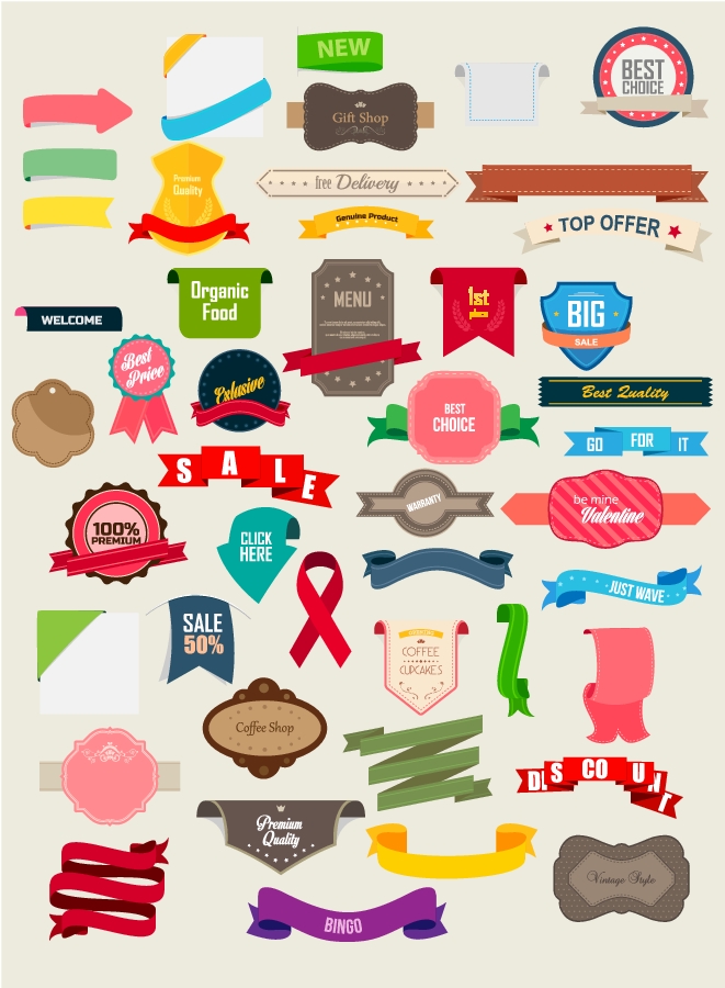Vector Vintage Labels and Ribbon Vector Vintage Labels and Ribbon