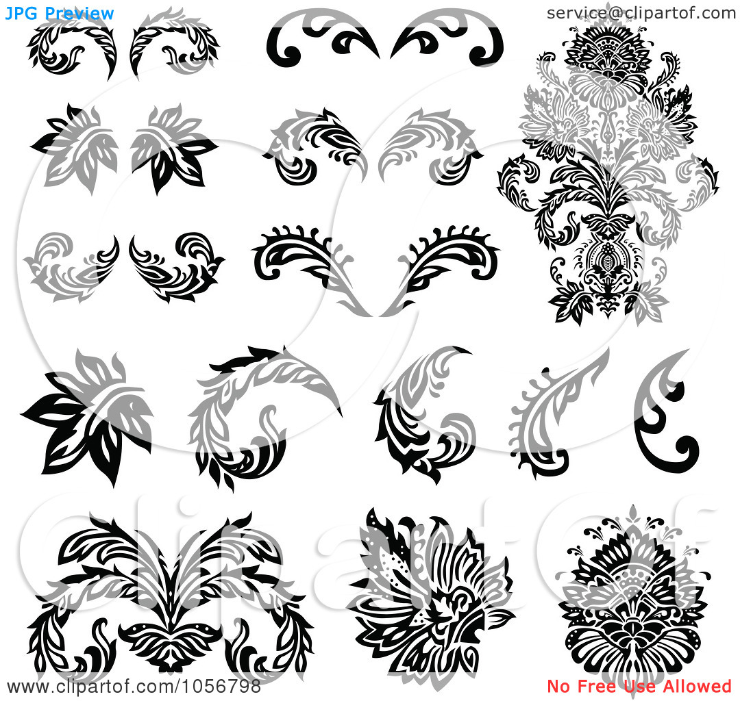 Victorian Design Clip Art Black and White