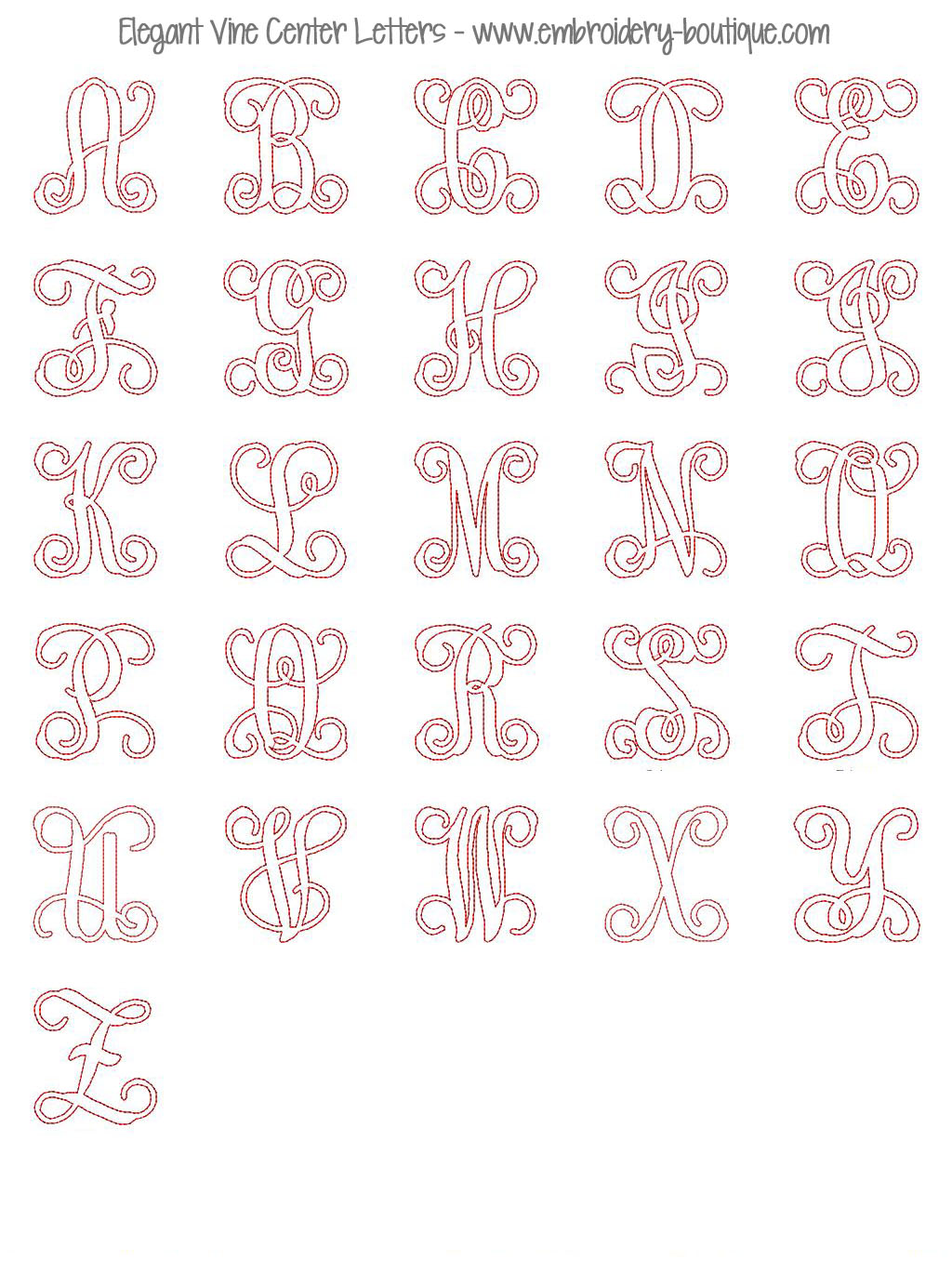 Vine Applique Alphabet Fonts Vine Applique Alphabet Fonts