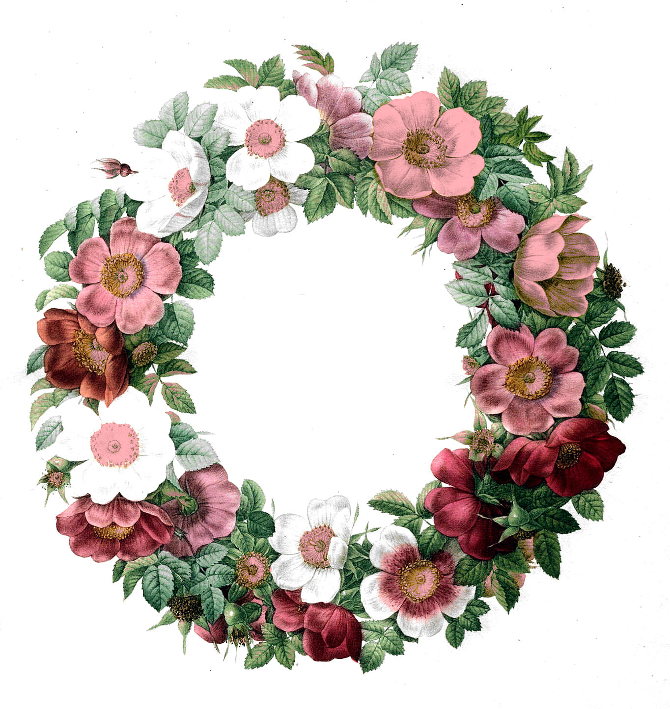 Vintage Flower Wreath Clip Art