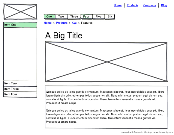 Web Page Wireframe Examples