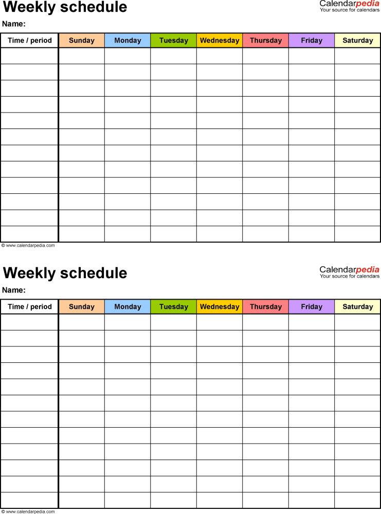 Weekly Work Schedule Template