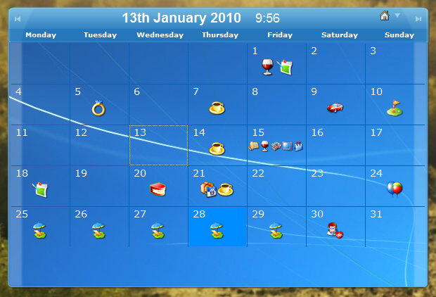 Windows 7 Desktop Calendar