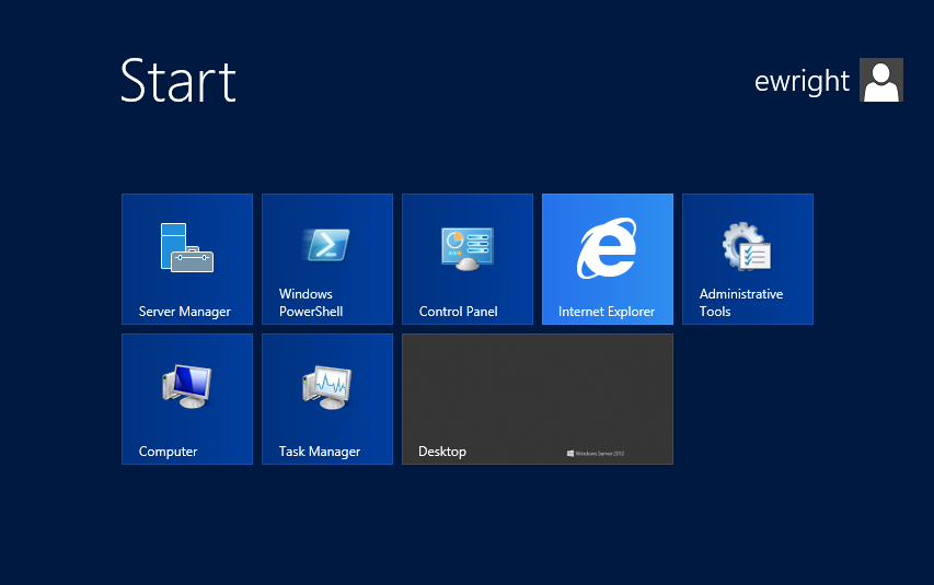 Windows Server 2012 Start Menu