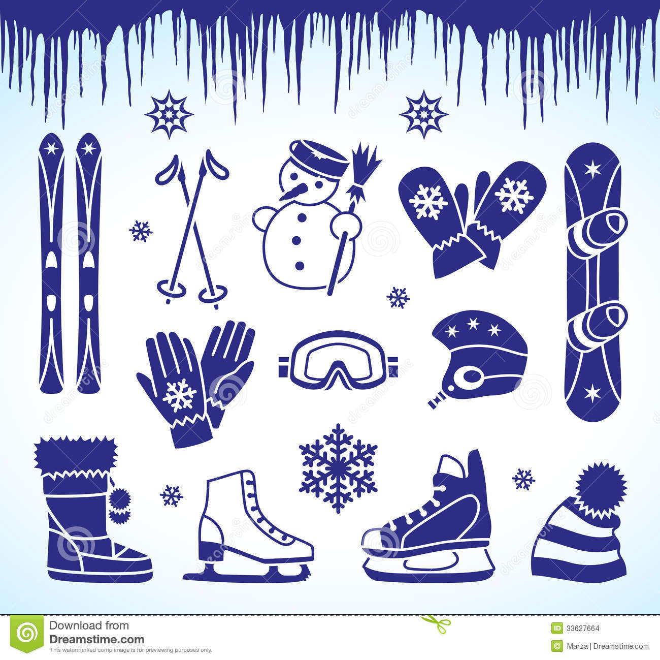 Winter Sports Equipment Icons Winter Sports Equipment Icons