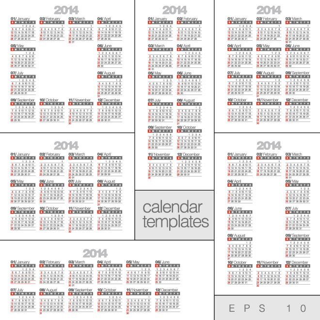 2014 Calendar Vector Template