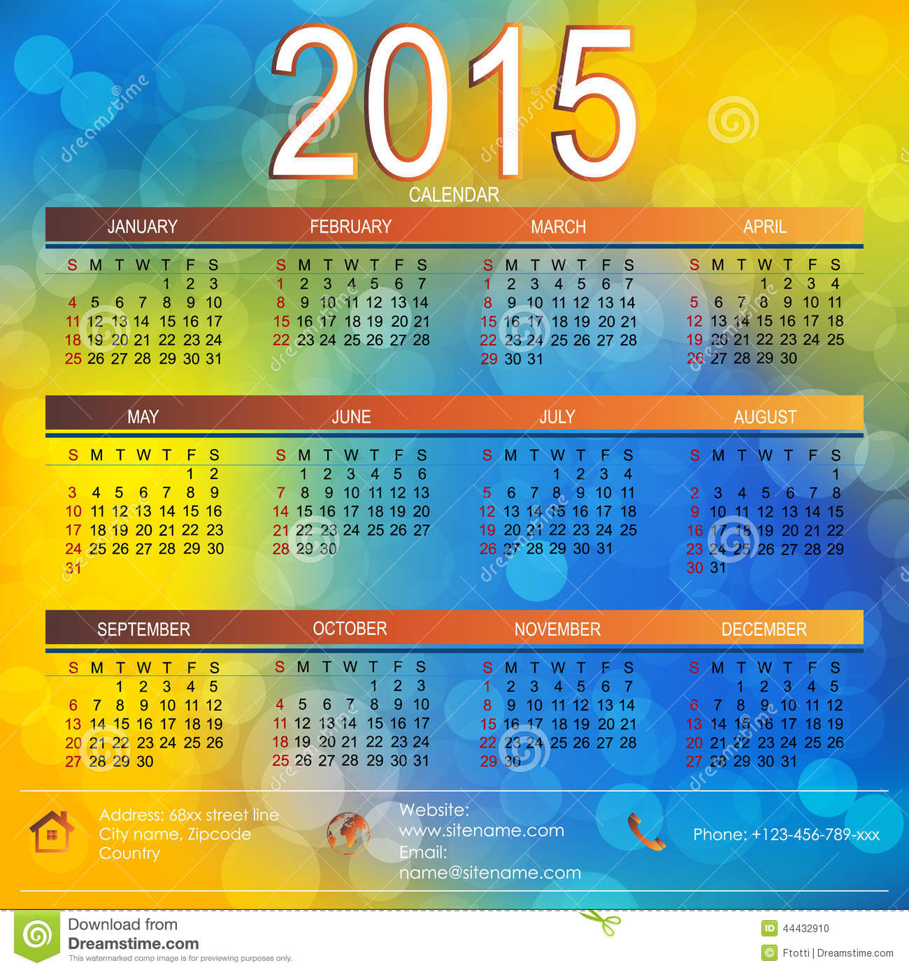 2105 Calendar Template