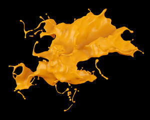 3D Pictures of Yellow Paint Splashes