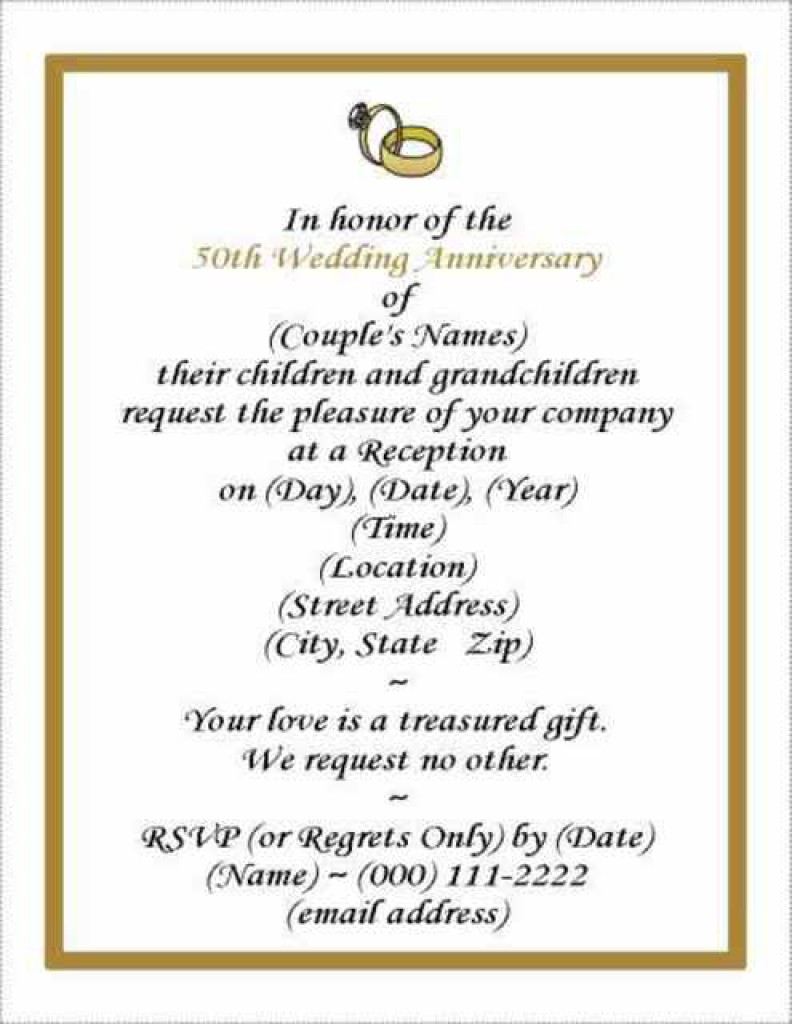 50th Wedding Anniversary Invitations Templates