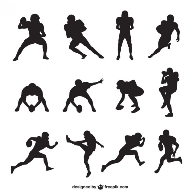 American Football Players Silhouettes Vector