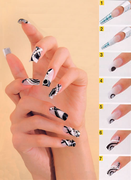 Black and White Nail Art Step by Step
