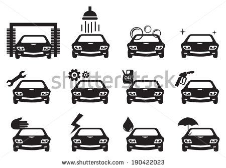 Black and White Vector Car Wash