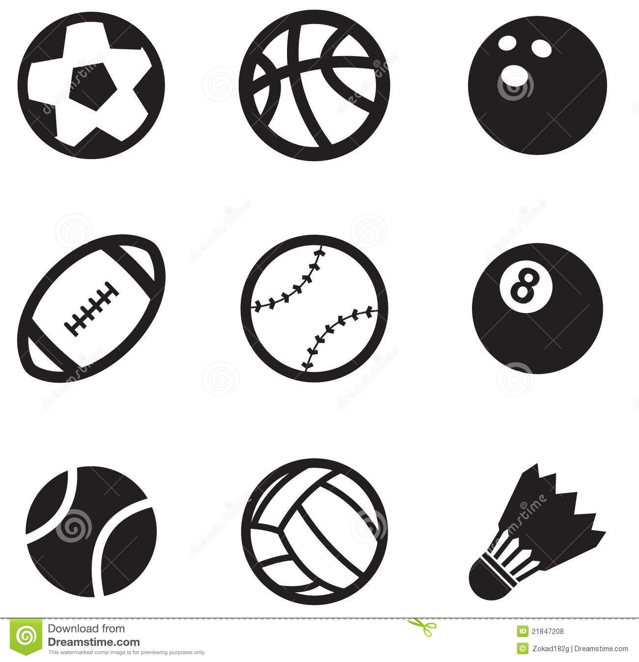 Black Sports Balls Icons