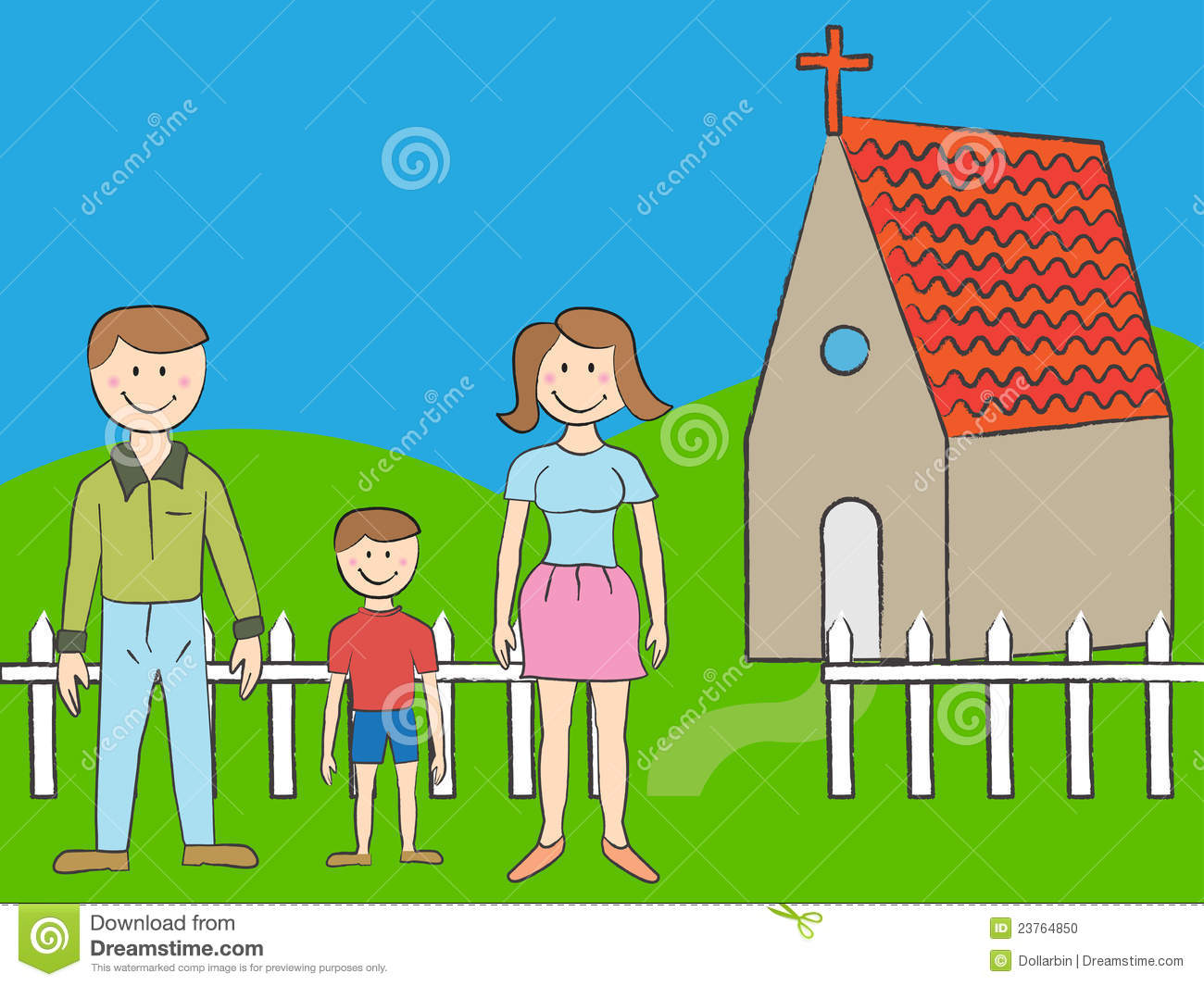Cartoon Family Going to Church Cartoon Family Going to Church