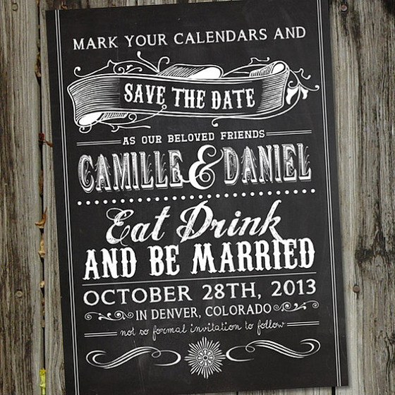 Chalkboard Style Save the Date Chalkboard Style Save the Date