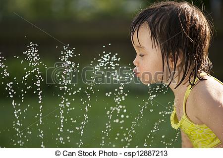 Child Drinking From Water Fountain Child Drinking From Water Fountain