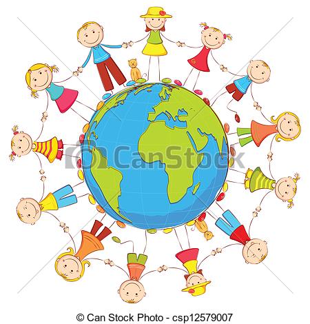 Clip Art Kids around the Earth