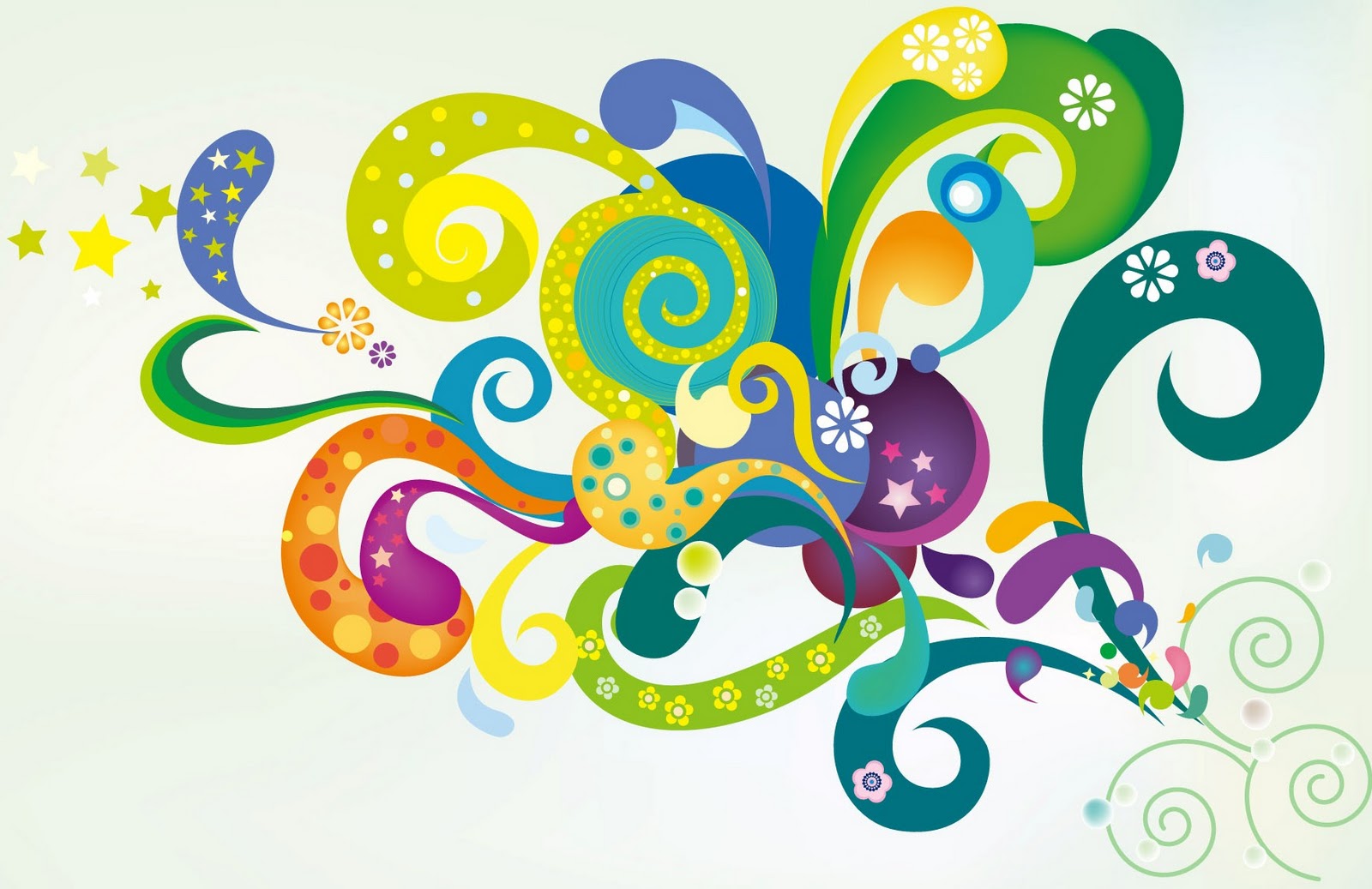 Colorful Flowers Vector Wallpaper Designs