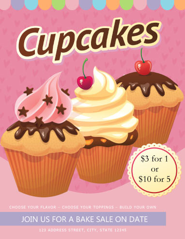 Cupcake Bake Sale Flyer Templates